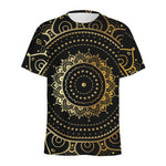 Black And Gold Mandala Print Men's Sports T-Shirt