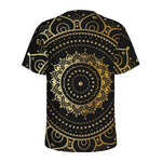 Black And Gold Mandala Print Men's Sports T-Shirt