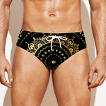 Black And Gold Mandala Print Men's Swim Briefs