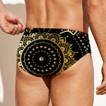 Black And Gold Mandala Print Men's Swim Briefs