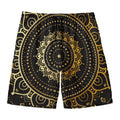 Black And Gold Mandala Print Men's Swim Trunks