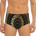 Black And Gold Mandala Print Men's Triangle Swim Briefs