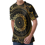 Black And Gold Mandala Print Men's Velvet T-Shirt