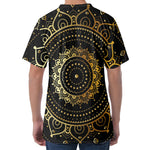 Black And Gold Mandala Print Men's Velvet T-Shirt