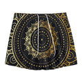 Black And Gold Mandala Print Mesh Shorts