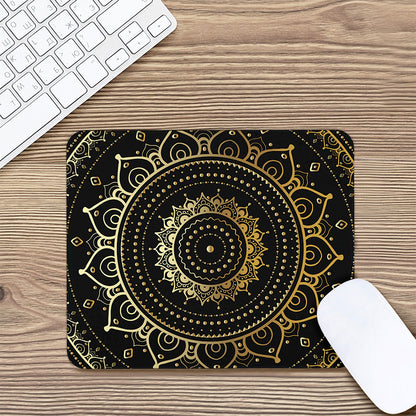 Black And Gold Mandala Print Mouse Pad