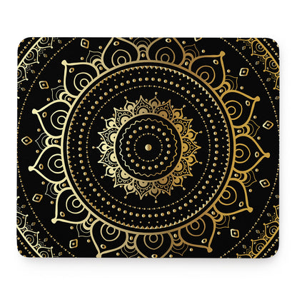 Black And Gold Mandala Print Mouse Pad