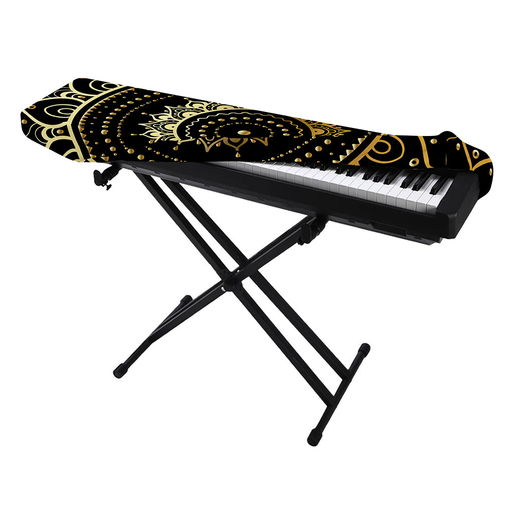 Black And Gold Mandala Print Piano Keyboard Cover