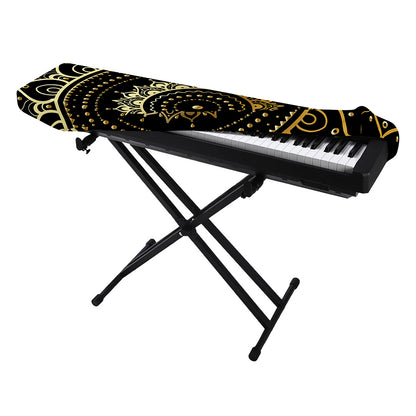 Black And Gold Mandala Print Piano Keyboard Cover