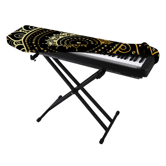 Black And Gold Mandala Print Piano Keyboard Cover