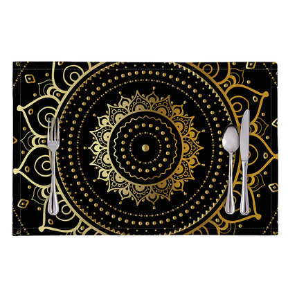 Black And Gold Mandala Print Placemat