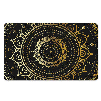 Black And Gold Mandala Print Polyester Doormat