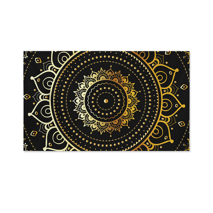 Black And Gold Mandala Print Polyester Flag