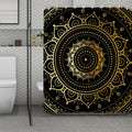 Black And Gold Mandala Print Polyester Shower Curtain