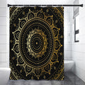 Black And Gold Mandala Print Premium Shower Curtain