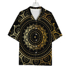 Black And Gold Mandala Print Rayon Hawaiian Shirt