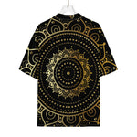Black And Gold Mandala Print Rayon Hawaiian Shirt