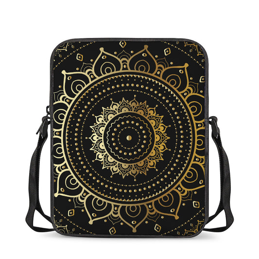 Black And Gold Mandala Print Rectangular Crossbody Bag