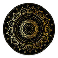 Black And Gold Mandala Print Round Floor Mat