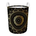 Black And Gold Mandala Print Round Laundry Basket