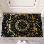 Black And Gold Mandala Print Rubber Doormat