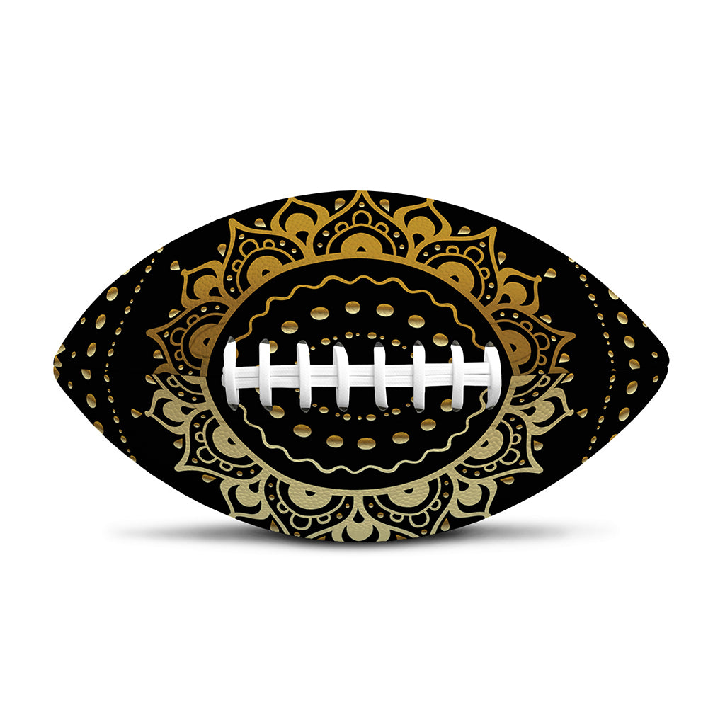 Black And Gold Mandala Print Rugby Ball