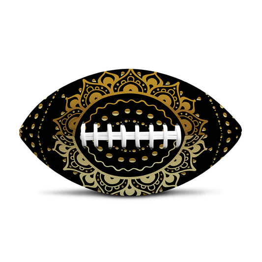Black And Gold Mandala Print Rugby Ball