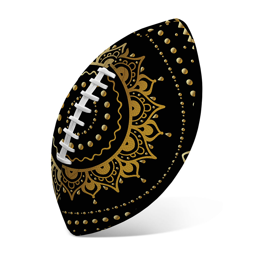 Black And Gold Mandala Print Rugby Ball