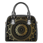 Black And Gold Mandala Print Shoulder Handbag