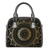 Black And Gold Mandala Print Shoulder Handbag