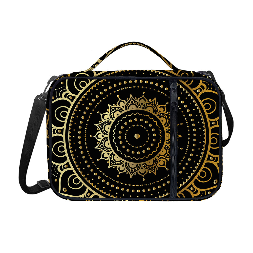 Black And Gold Mandala Print Shoulder Strap Bible Bag