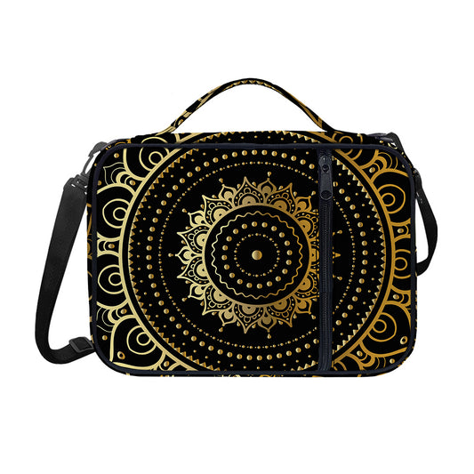 Black And Gold Mandala Print Shoulder Strap Bible Bag