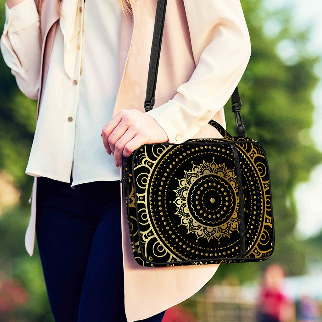 Black And Gold Mandala Print Shoulder Strap Bible Bag