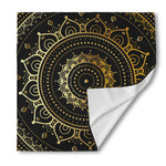 Black And Gold Mandala Print Silk Bandana