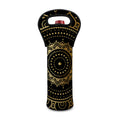 Black And Gold Mandala Print Single Neoprene Wine Tote
