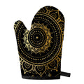 Black And Gold Mandala Print Single Oven Mitt