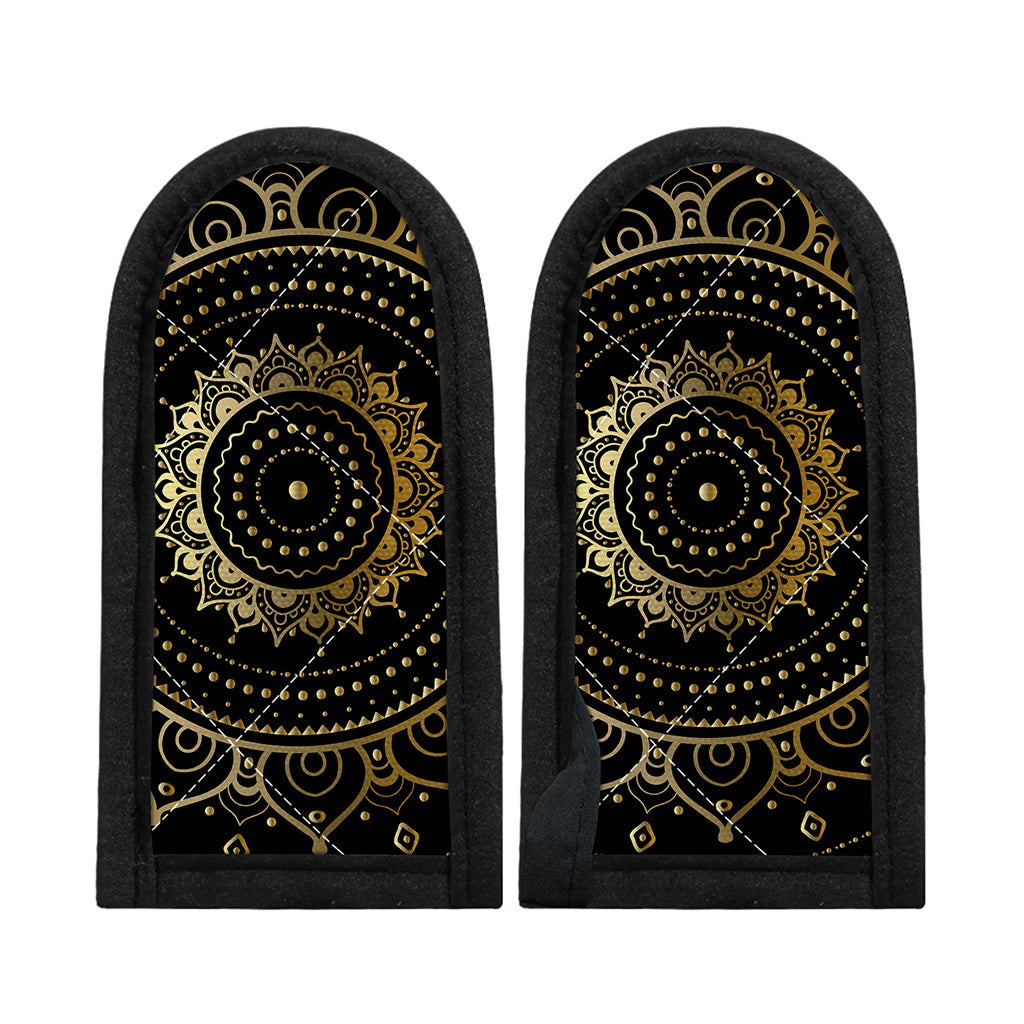 Black And Gold Mandala Print Skillet Handle Cover
