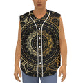Black And Gold Mandala Print Sleeveless Baseball Jersey