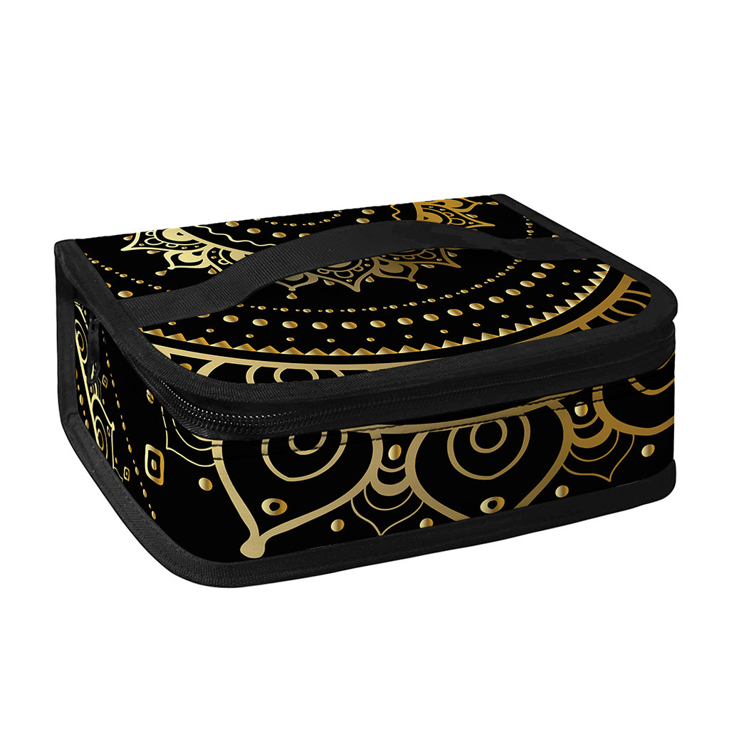 Black And Gold Mandala Print Small Lunch Bag