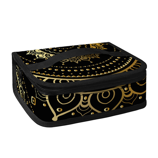 Black And Gold Mandala Print Small Lunch Bag