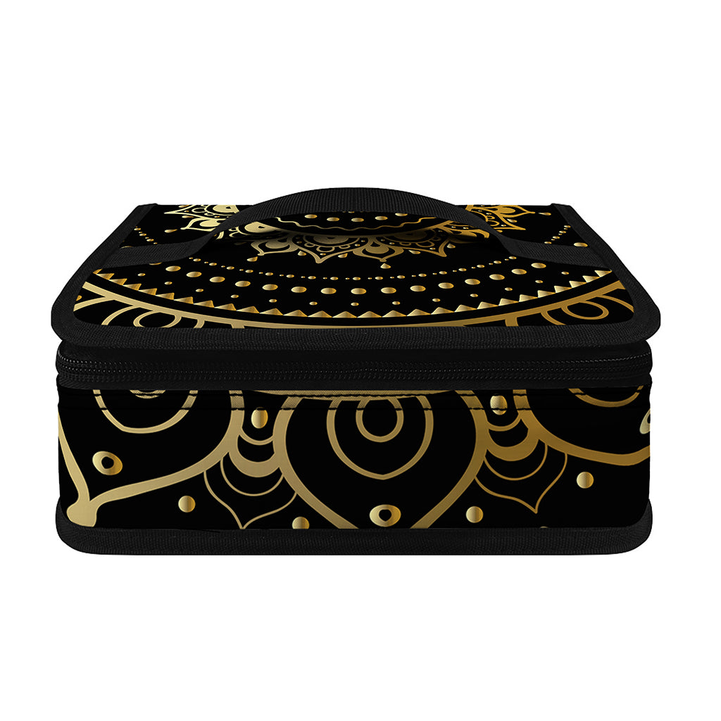 Black And Gold Mandala Print Small Lunch Bag