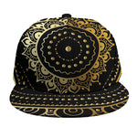 Black And Gold Mandala Print Snapback Cap