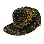 Black And Gold Mandala Print Snapback Cap