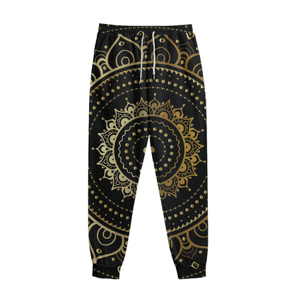 Black And Gold Mandala Print Sweatpants