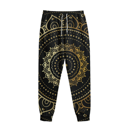 Black And Gold Mandala Print Sweatpants