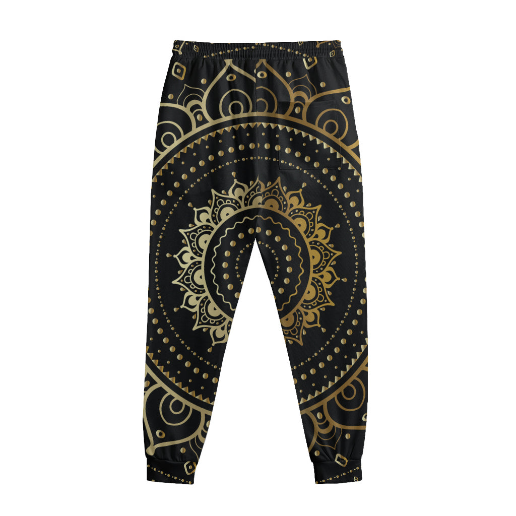 Black And Gold Mandala Print Sweatpants
