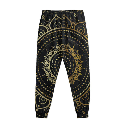 Black And Gold Mandala Print Sweatpants