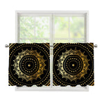 Black And Gold Mandala Print Tier Curtains