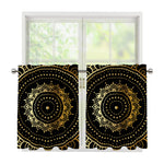 Black And Gold Mandala Print Tier Curtains