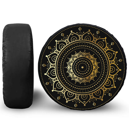 Black And Gold Mandala Print Tire Cover
